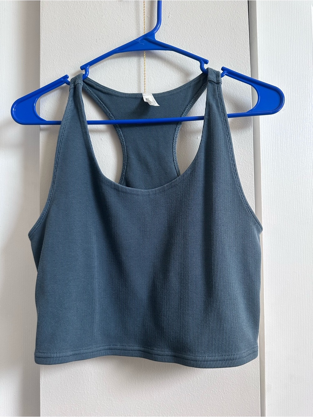 Women's Pact Organic On the Go-To Rib Crop Tank XL Blue